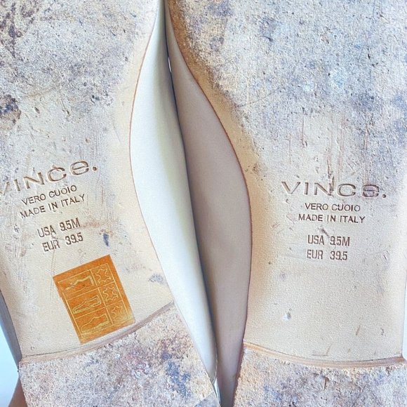 Vince Nude Beige Leather Slip on Slides 9.5 - Picture 10 of 10
